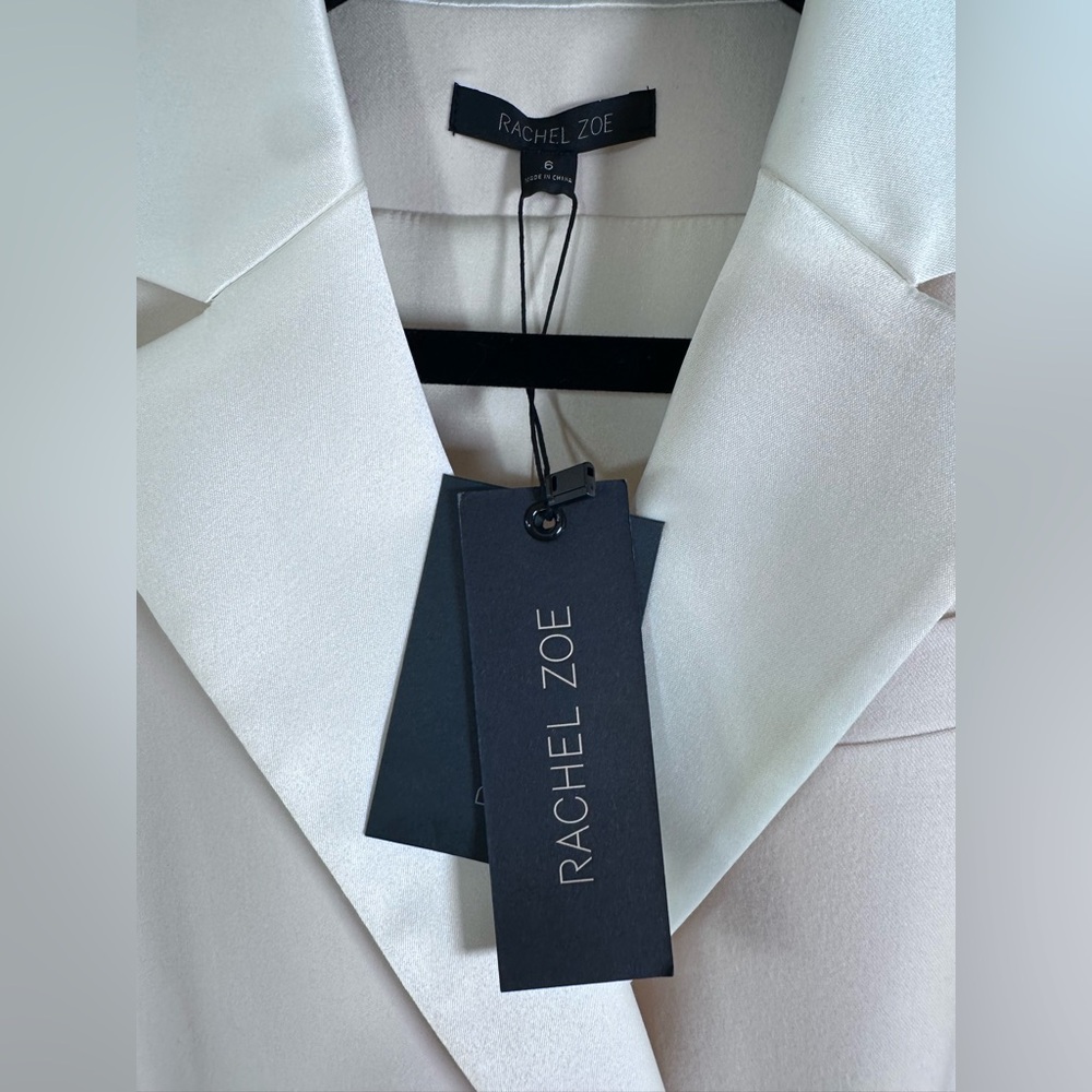NWT RACHEL ZOE Wool Tuxedo Jacket Mini Dress In Ivory Size 6 RARE - Picture 9 of 12